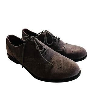Cynthia Rowley Sian Gray Suede Oxford Lace Up Shoes Size 7.5